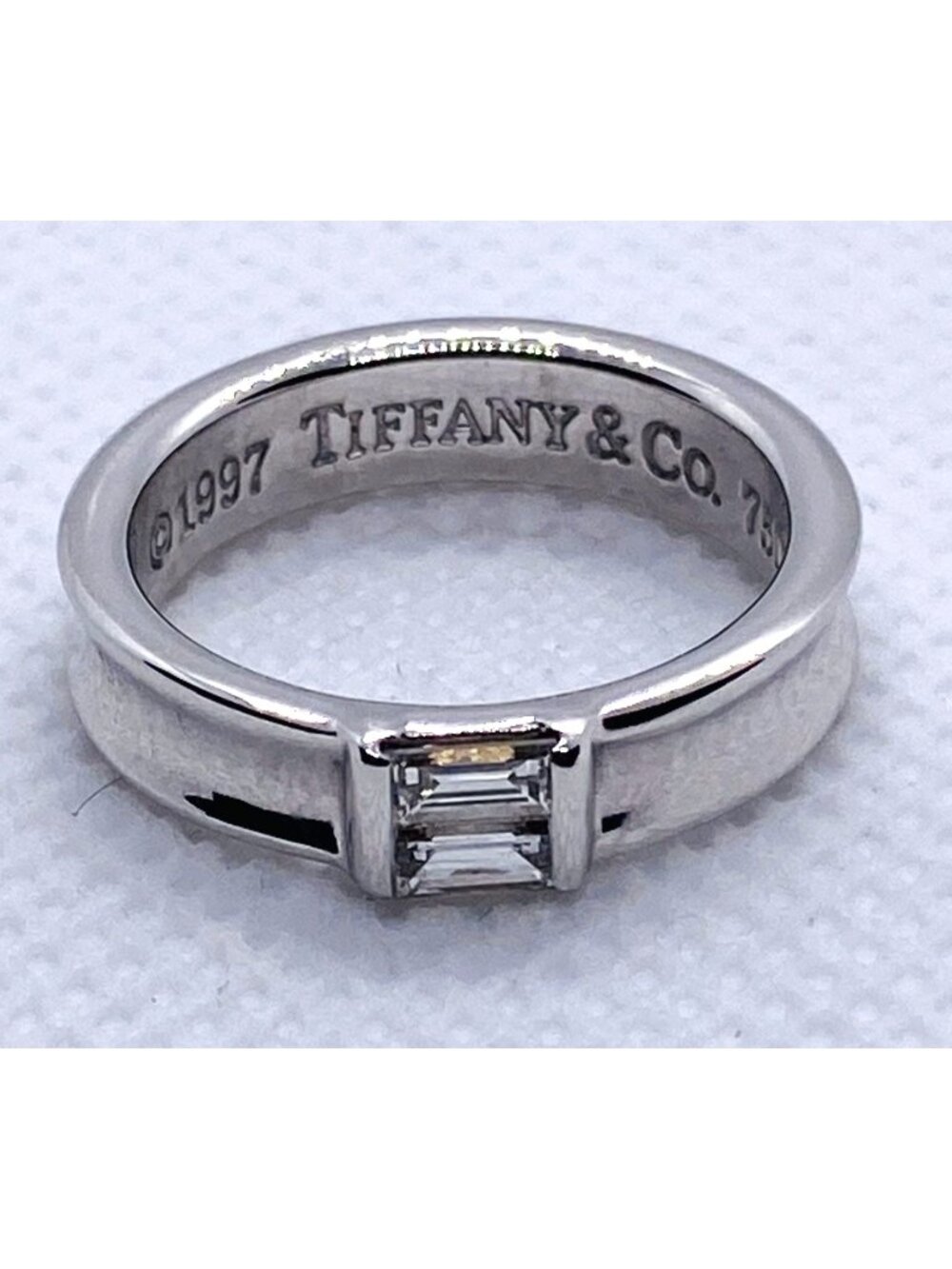 Tiffany & Co 18K White Gold Baguette Band Ring 5.5